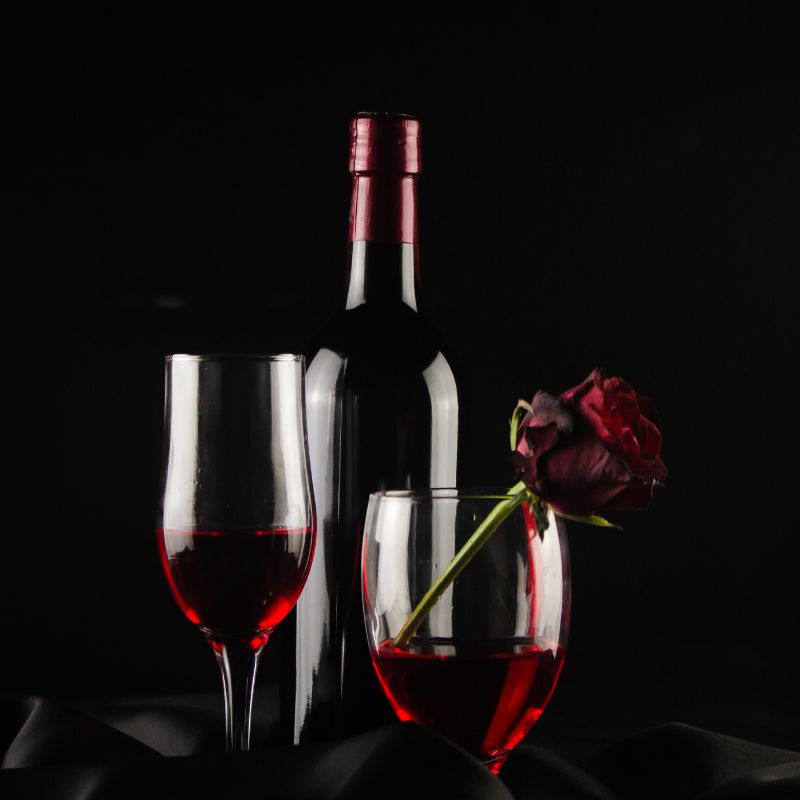 Bottle of Wine and a Rose
